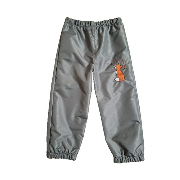 116-OS PAMUT BÉLELT VÍZLEPERGETŐ NADRÁG GRAFIT SZÜRKE ALAPON RÓKA HÍMZETT 