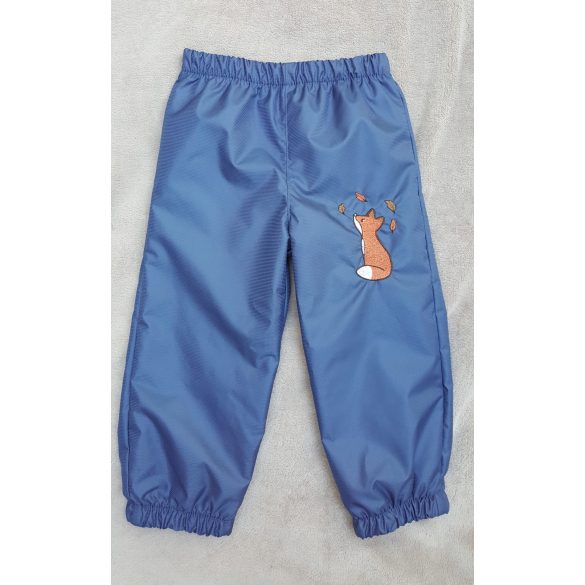 104-ES PAMUT BÉLELT VÍZLEPERGETŐ NADRÁG KÉK ALAPON RÓKA HÍMZETT 