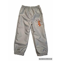   122-ES PAMUT BÉLELT VÍZLEPERGETŐ NADRÁG SZÜRKE ALAPON RÓKA HÍMZETT 