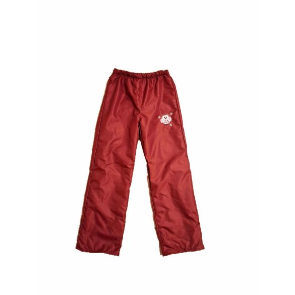 134-ES POLÁR BÉLELT VÍZLEPERGETŐ NADRÁG BORDÓ ALAPON BAGOLY HÍMZETT 