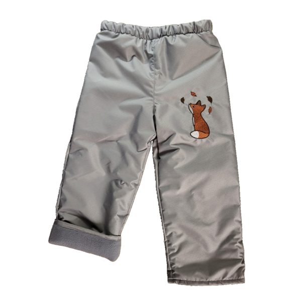 110-ES POLÁR BÉLELT VÍZLEPERGETŐ NADRÁG SZÜRKE ALAPON RÓKA HÍMZETT 