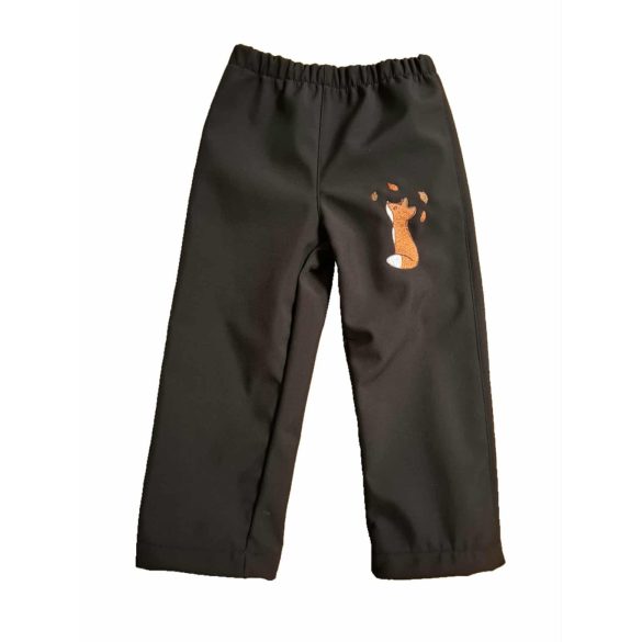 128-AS SOFTSHELL NADRÁG FEKETE ALAPON RÓKA HÍMZETT 