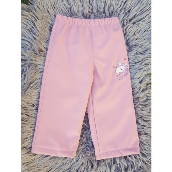  86-OS SOFTSHELL NADRÁG RÓZSASZÍN ALAPON UNIKORNIS HÍMZETT 